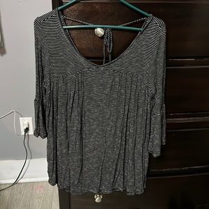 Boutique tunic/top, black and white stripped, size small